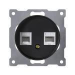 Розетка подвійна комп'ютерна RJ45*2, кат.5е, чорна ONEKEYELECTRO [OKE100504]