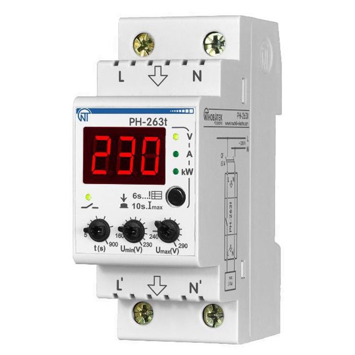 Мультифункціональне реле напруги РН-263Т, Новатек-Електро