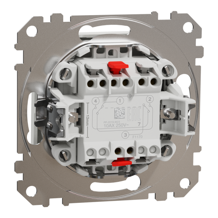 Перехресний перемикач, білий, 1-клавішний, 10 А, Sedna design&elements - Schneider Electric [SDD111107]
