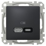 USB розетка, чорна, Sedna design&elements - Schneider Electric [SDD114405]