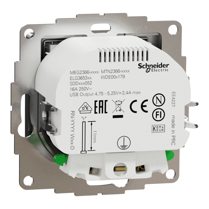 Зарядний пристрій USB + розетка, 16 А, Sedna design&elements - Schneider Electric [SDD170052]