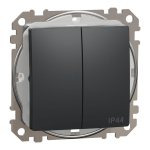 Вимикач, чорний, 2-клавішний, 10 А, Sedna design&elements - Schneider Electric [SDD214105]