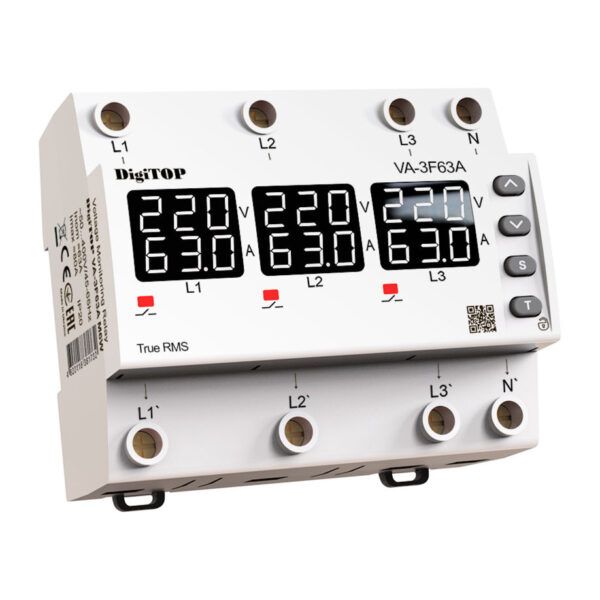 Реле напруги з контролем струму VА-3F63A M6W DigiTOP