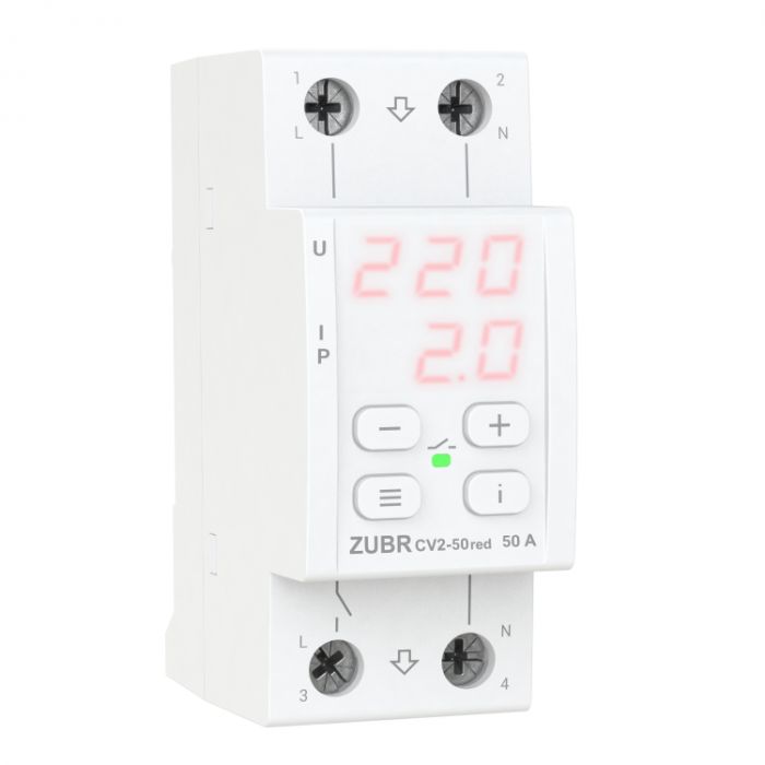 Реле напруги з контролем струму ZUBR CV2-50 red