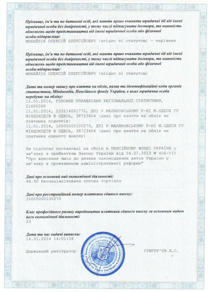 Виписка з Єдиного державного реєстру юридичних осіб та фізичних осіб-підприємців "ТОВ Система Плюс ЛТД"